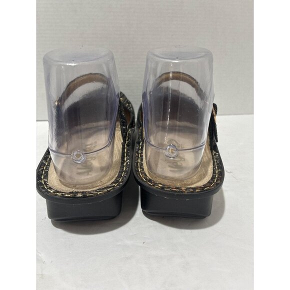 Alegria Womens Leather Mary Jane slip on Tuscany Leopard Gold Stripe Shoes sz 37 - Picture 3 of 7